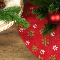 Northlight 20 In. Metallic Red With Green And White Snowflakes Mini Christmas Tree Skirt 12 Northlight 20 In. Metallic Red With Green And White Snowflakes Mini Christmas Tree Skirt -Northlight Shop northlight christmas tree skirts 32283241 fa 1000