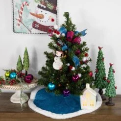 Northlight 20 In. Blue Glittered Mini Christmas Tree Skirt With Faux Fur Trim 11 Northlight 20 In. Blue Glittered Mini Christmas Tree Skirt With Faux Fur Trim -Northlight Shop northlight christmas tree skirts 33530804 31 1000