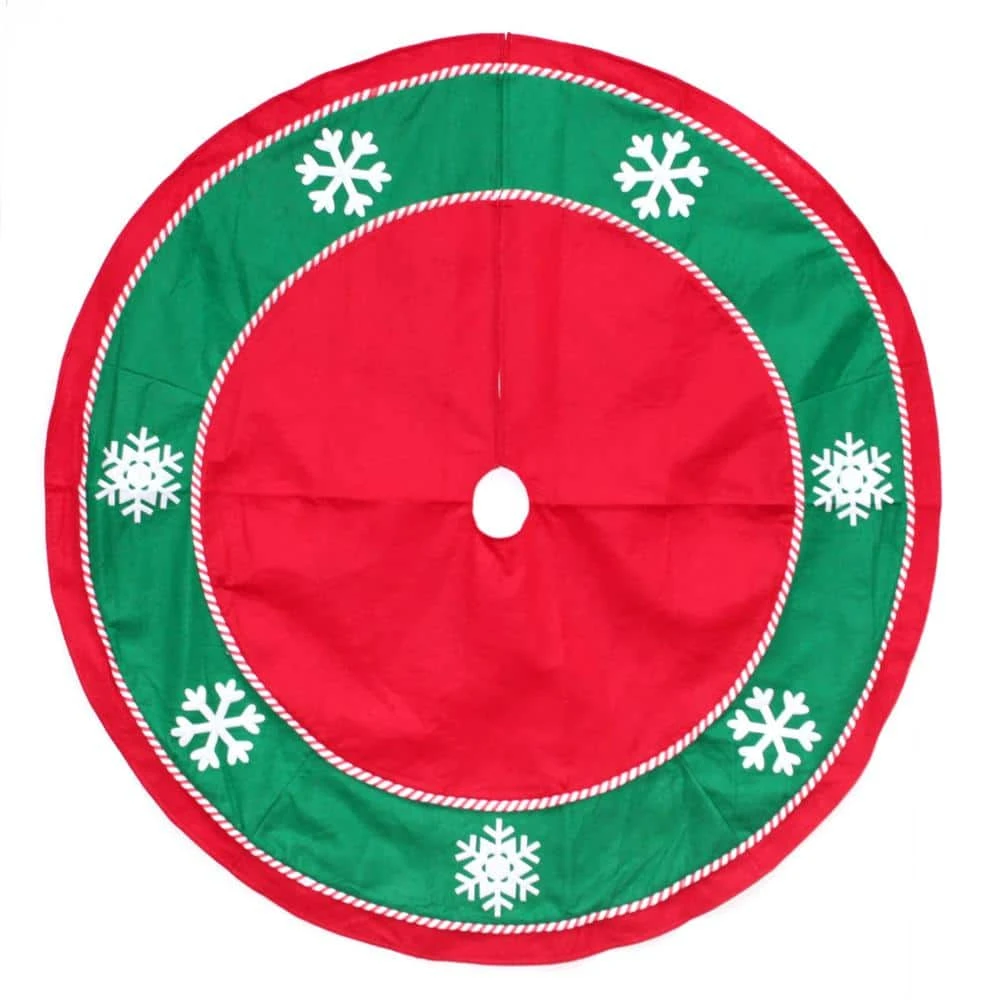 Northlight 48 In. Red And Green Snowflakes Christmas Tree Skirt 1 Northlight 48 In. Red And Green Snowflakes Christmas Tree Skirt