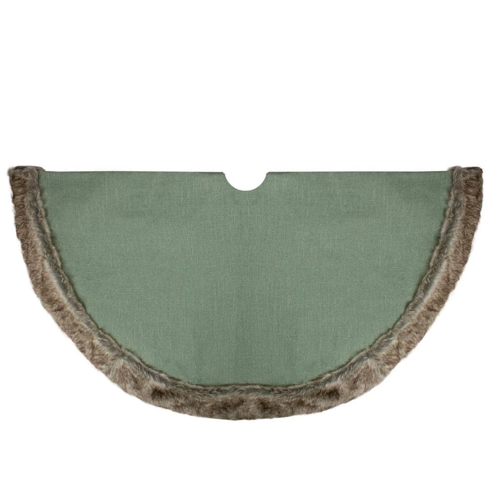 Northlight 48 In. Green Christmas Tree Skirt With Faux Fur Trim 1 Northlight 48 In. Green Christmas Tree Skirt With Faux Fur Trim