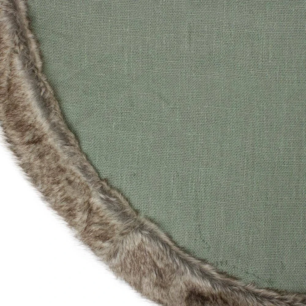 Northlight 48 In. Green Christmas Tree Skirt With Faux Fur Trim 2 Northlight 48 In. Green Christmas Tree Skirt With Faux Fur Trim - Image 2