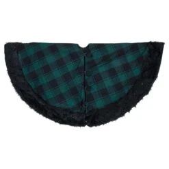 Northlight 48 In. Green And Black Plaid Christmas Tree Skirt With Faux Fur -Northlight Shop northlight christmas tree skirts 34316566 4f 1000