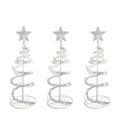 Northlight Set Of 3 White Clear Lighted Spiral Cone Walkway Artificial Christmas Trees Outdoor Decor 18 In. -Northlight Shop northlight outdoor christmas trees 32912691 4f 1000