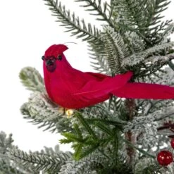 Northlight Pre-Lit LED Frosted Mixed Pine With Cardinals Potted Artificial Christmas Tree-2 Ft. -Warm White Lights -Northlight Shop northlight pre lit christmas trees 35680509 44 1000