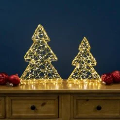 Northlight 14in.-Gold LED Lighted Wire Artificial Christmas Tree Decorations-Set Of 2 11 Northlight 14in.-Gold LED Lighted Wire Artificial Christmas Tree Decorations-Set Of 2 -Northlight Shop northlight pre lit christmas trees 35764519 1f 1000