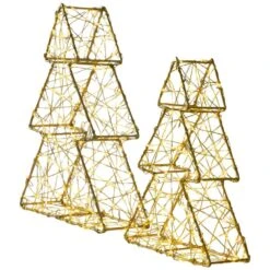 Northlight 14in.-Gold LED Lighted Wire Artificial Christmas Tree Decorations-Set Of 2 12 Northlight 14in.-Gold LED Lighted Wire Artificial Christmas Tree Decorations-Set Of 2 -Northlight Shop northlight pre lit christmas trees 35764519 44 1000