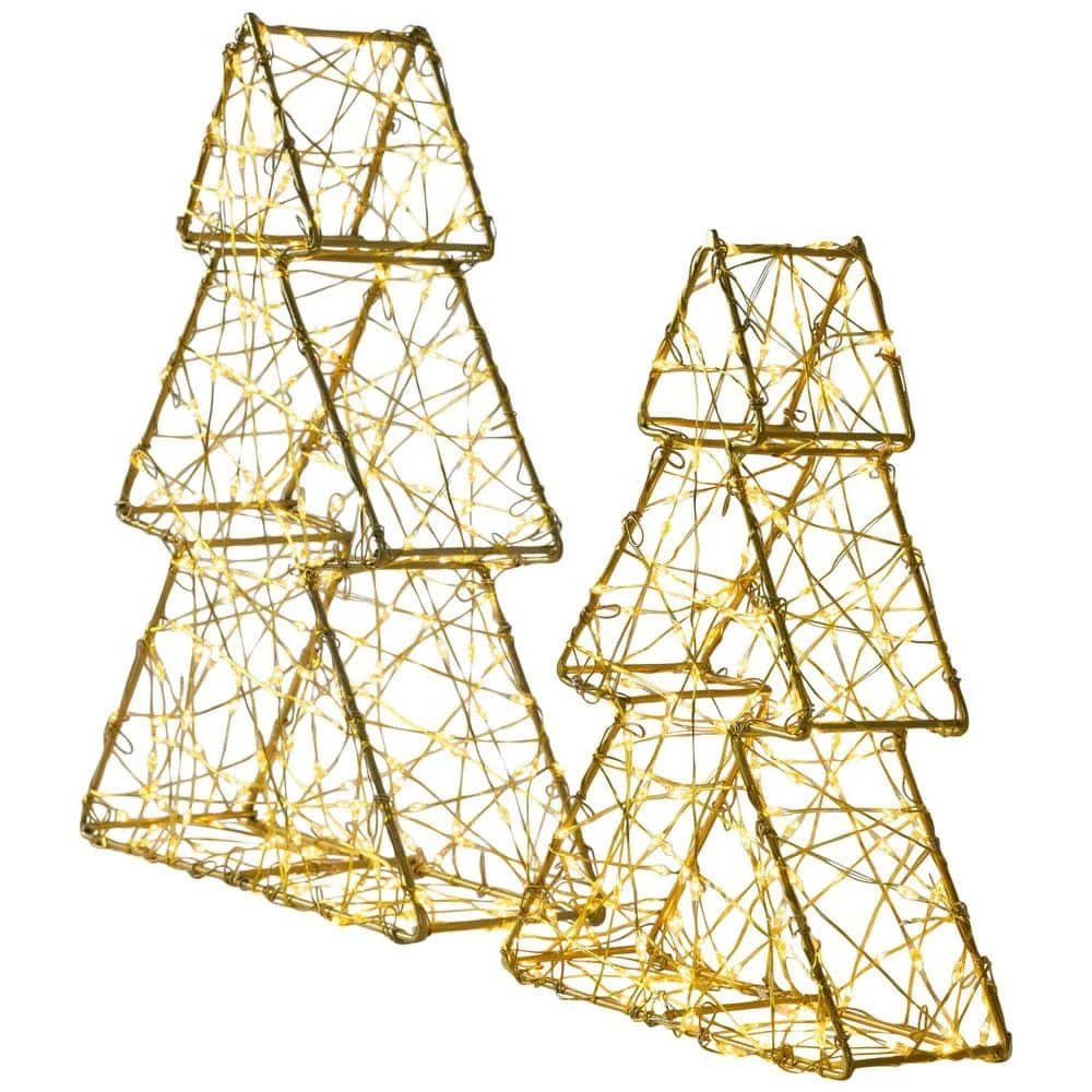 Northlight 14in.-Gold LED Lighted Wire Artificial Christmas Tree Decorations-Set Of 2 5 Northlight 14in.-Gold LED Lighted Wire Artificial Christmas Tree Decorations-Set Of 2 - Image 5