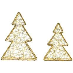 Northlight 14in.-Gold LED Lighted Wire Artificial Christmas Tree Decorations-Set Of 2