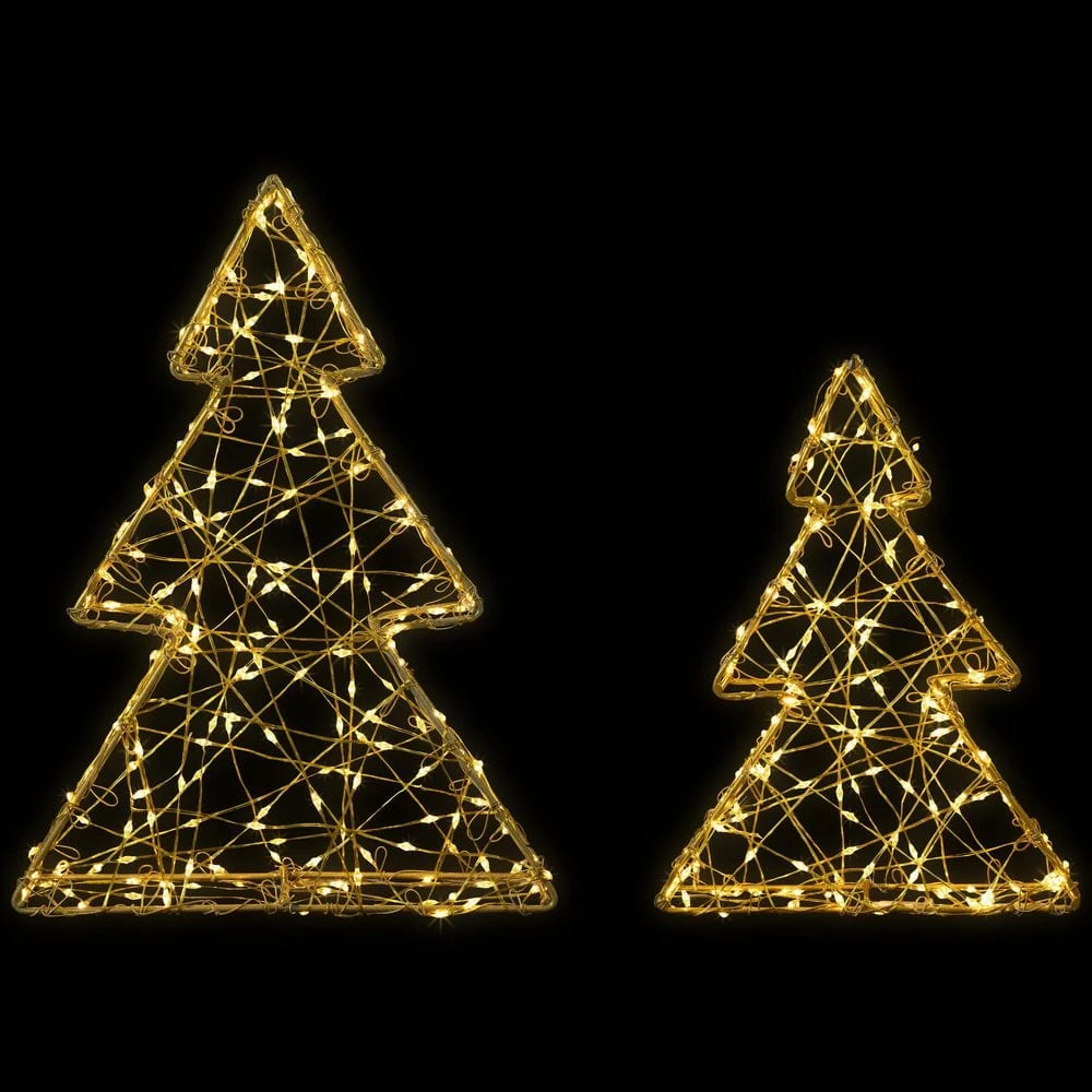 Northlight 14in.-Gold LED Lighted Wire Artificial Christmas Tree Decorations-Set Of 2 2 Northlight 14in.-Gold LED Lighted Wire Artificial Christmas Tree Decorations-Set Of 2 - Image 2