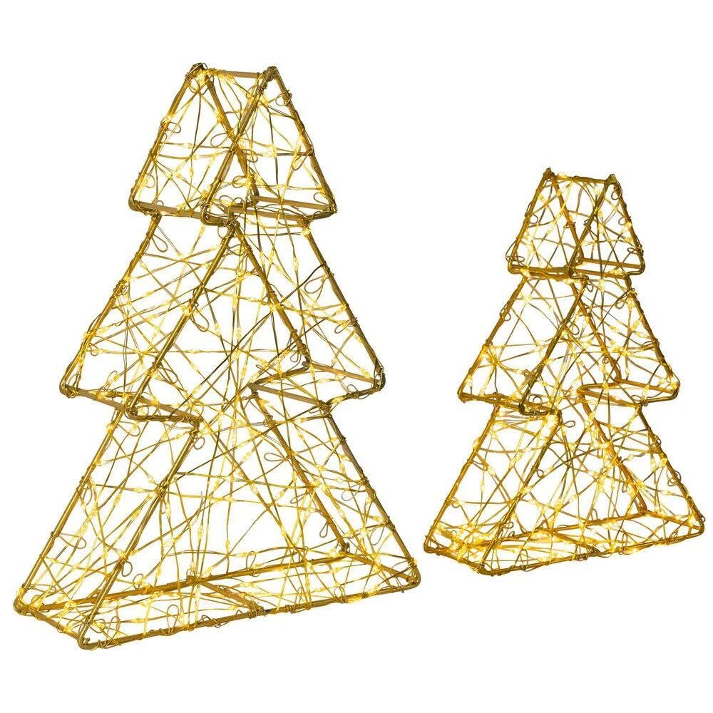 Northlight 14in.-Gold LED Lighted Wire Artificial Christmas Tree Decorations-Set Of 2 6 Northlight 14in.-Gold LED Lighted Wire Artificial Christmas Tree Decorations-Set Of 2 - Image 6