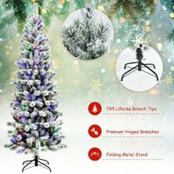 8 Ft. White Pre-Lit Hinged Artificial Christmas Tree With Remote Control Lights -Northlight Shop pre lit christmas trees 8ck23 cm513us 1f 1000