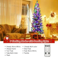 8 Ft. White Pre-Lit Hinged Artificial Christmas Tree With Remote Control Lights -Northlight Shop pre lit christmas trees 8ck23 cm513us 44 1000