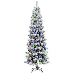 8 Ft. White Pre-Lit Hinged Artificial Christmas Tree With Remote Control Lights -Northlight Shop pre lit christmas trees 8ck23 cm513us 4f 1000