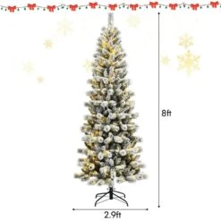 8 Ft. White Pre-Lit Hinged Artificial Christmas Tree With Remote Control Lights -Northlight Shop pre lit christmas trees 8ck23 cm513us c3 1000