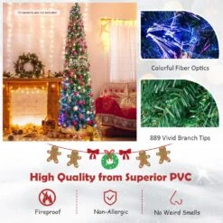 8 Ft. Green Pre-Lit Christmas Pencil Tree With Colorful Fiber Optics -Northlight Shop pre lit christmas trees 8ck23 cm613us 44 1000