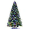 9 Ft. Green Pre-Lit PVC And PE Snow Flocked Artificial Christmas Tree With Berries And Pine Cones