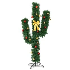 6 Ft. Green Pre-Lit LED Cactus Artificial Christmas Tree With 120 Warm White Lights And Ball Ornaments -Northlight Shop pre lit christmas trees cm hwy 20645 4f 1000