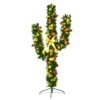 6 Ft. Green Pre-Lit LED Cactus Artificial Christmas Tree With 120 Warm White Lights And Ball Ornaments