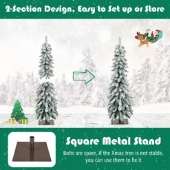 4 Ft.Hinged Slim Prelit Snow-Flocked Artificial Xmas Christmas Tree With Stand -Northlight Shop pre lit christmas trees m22 8cm337 44 1000