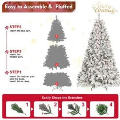 9 FT Pre-Lit Snow Flocked Hinged Artificial Christmas Tree With 850 UL Warm White Lights & 63 Natural Pine Cones -Northlight Shop pre lit christmas trees t3637p339761yf 76 1000