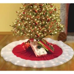 Brillient 60 In. LED Table/Christmas Tree Skirt 8 Function Controller -Northlight Shop product works christmas tree skirts 46528 31 1000