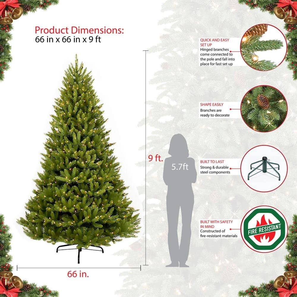 9 Ft. Prelit Fraser Fir Artificial Christmas Tree With 1000 Constant Clear Lights 6 9 Ft. Prelit Fraser Fir Artificial Christmas Tree With 1000 Constant Clear Lights - Image 6
