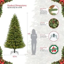 9 Ft. Prelit Incandescent Glacier Fir Artificial Christmas Tree With 1000 UL-Listed Clear Lights -Northlight Shop puleo international pre lit christmas trees 277 gf 90c10 44 1000