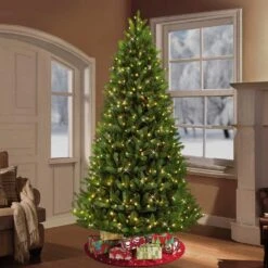 9 Ft. Prelit Incandescent Glacier Fir Artificial Christmas Tree With 1000 UL-Listed Clear Lights -Northlight Shop puleo international pre lit christmas trees 277 gf 90c10 4f 1000