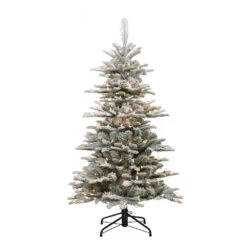 4.5 Ft. Prelit Slim Flocked Aspen Fir Artificial Christmas Tree With 200 Lights
