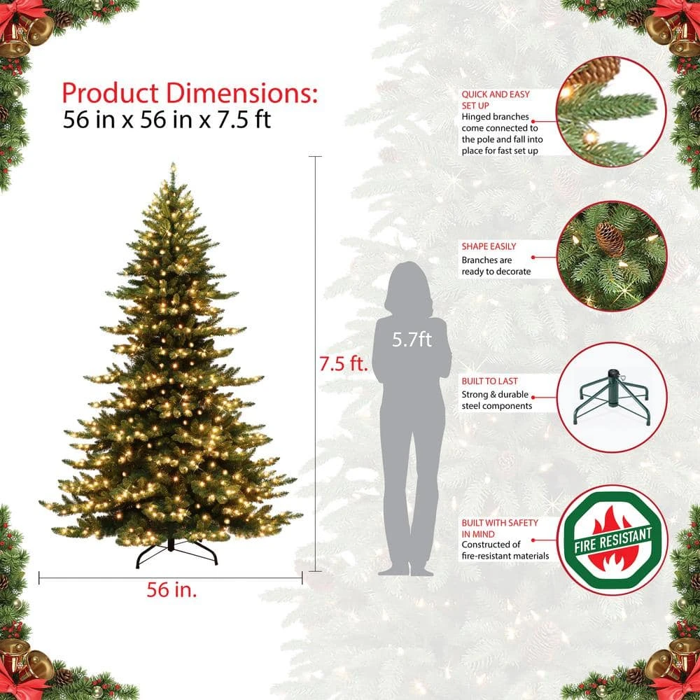 7.5 Ft. Prelit Princess Spruce Artificial Christmas Tree With 700 UL-Listed Clear Lights 5 7.5 Ft. Prelit Princess Spruce Artificial Christmas Tree With 700 UL-Listed Clear Lights - Image 5