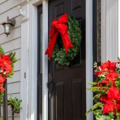 24 In. Red Nylon Outdoor Christmas Structural Bow -Northlight Shop red sleigh christmas wall decorations 78330 44 1000