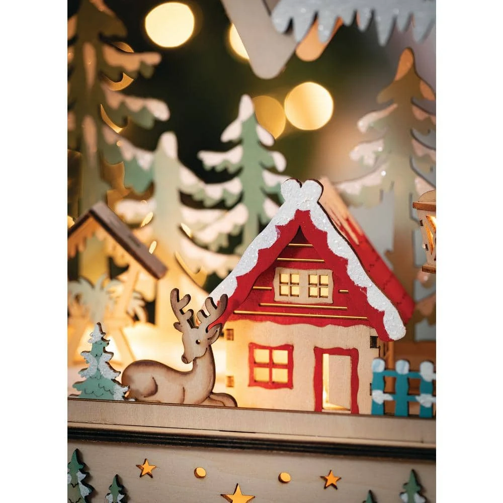 11.5 In. LED Wood Alpine Christmas Village 3 11.5 In. LED Wood Alpine Christmas Village - Image 3