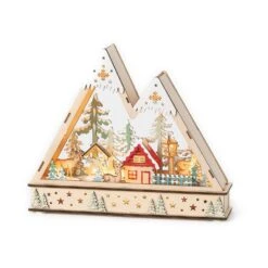 11.5 In. LED Wood Alpine Christmas Village