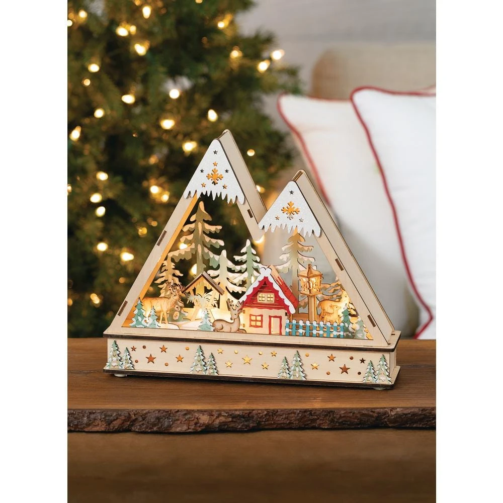 11.5 In. LED Wood Alpine Christmas Village 2 11.5 In. LED Wood Alpine Christmas Village - Image 2