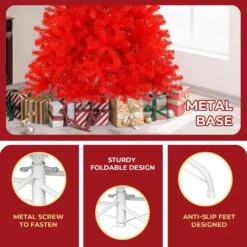 Red 6 Ft. Unlit Artificial Classic Christmas Tree -Northlight Shop unlit christmas trees ct6 hd red 44 1000