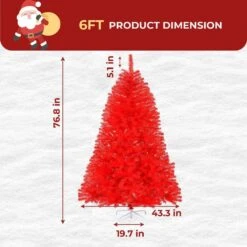 Red 6 Ft. Unlit Artificial Classic Christmas Tree -Northlight Shop unlit christmas trees ct6 hd red 4f 1000