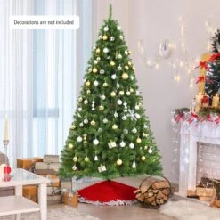 7.5 Ft. Green Hinged Unlit Artificial Christmas Tree With Metal Stand -Northlight Shop unlit christmas trees m21 8cm221 31 1000