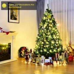 7.5 Ft. Green Unlit Hinged PVC Regular Full Artificial Christmas Tree With Metal Stand -Northlight Shop unlit christmas trees m22 8cm65 31 1000