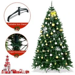 7.5 Ft. Green Unlit Hinged PVC Regular Full Artificial Christmas Tree With Metal Stand -Northlight Shop unlit christmas trees m22 8cm65 4f 1000