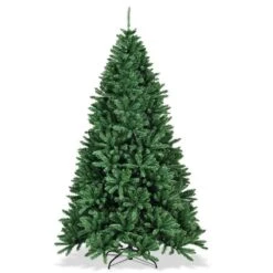 7.5 Ft. Green Unlit Hinged PVC Regular Full Artificial Christmas Tree With Metal Stand