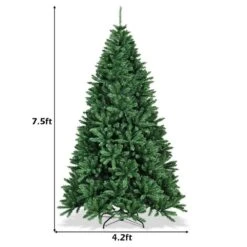 7.5 Ft. Green Unlit Hinged PVC Regular Full Artificial Christmas Tree With Metal Stand -Northlight Shop unlit christmas trees m22 8cm65 c3 1000