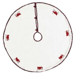 48 In. Seasons Greetings Holly Berry Red Traditional Christmas Decor Tree Skirt