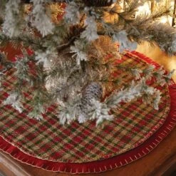 21 In. Cotton Cherry Red Rustic Christmas Decor Mini Tree Skirt -Northlight Shop vhc brands christmas tree skirts 28772 31 1000