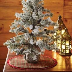 21 In. Cotton Cherry Red Rustic Christmas Decor Mini Tree Skirt -Northlight Shop vhc brands christmas tree skirts 28772 44 1000