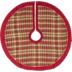 21 In. Cotton Cherry Red Rustic Christmas Decor Mini Tree Skirt