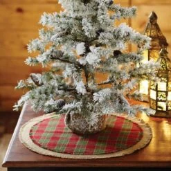 21 In. Robert Barn Red Rustic Christmas Decor Mini Tree Skirt -Northlight Shop vhc brands christmas tree skirts 28792 31 1000