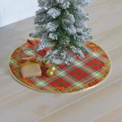 21 In. HO Holiday Cherry Red Farmhouse Christmas Decor Mini Tree Skirt 7 21 In. HO Holiday Cherry Red Farmhouse Christmas Decor Mini Tree Skirt -Northlight Shop vhc brands christmas tree skirts 31968 31 1000