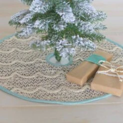 21 In. Sanbourne Creme White Coastal Christmas Decor Mini Tree Skirt -Northlight Shop vhc brands christmas tree skirts 32065 31 1000