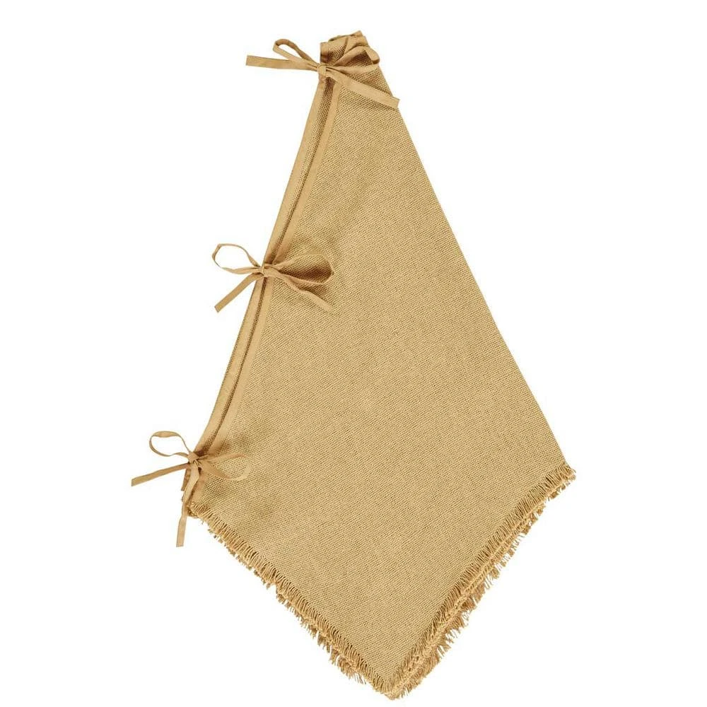 48 In. Burlap Natural Tan Farmhouse Christmas Decor Tree Skirt 4 48 In. Burlap Natural Tan Farmhouse Christmas Decor Tree Skirt - Image 4