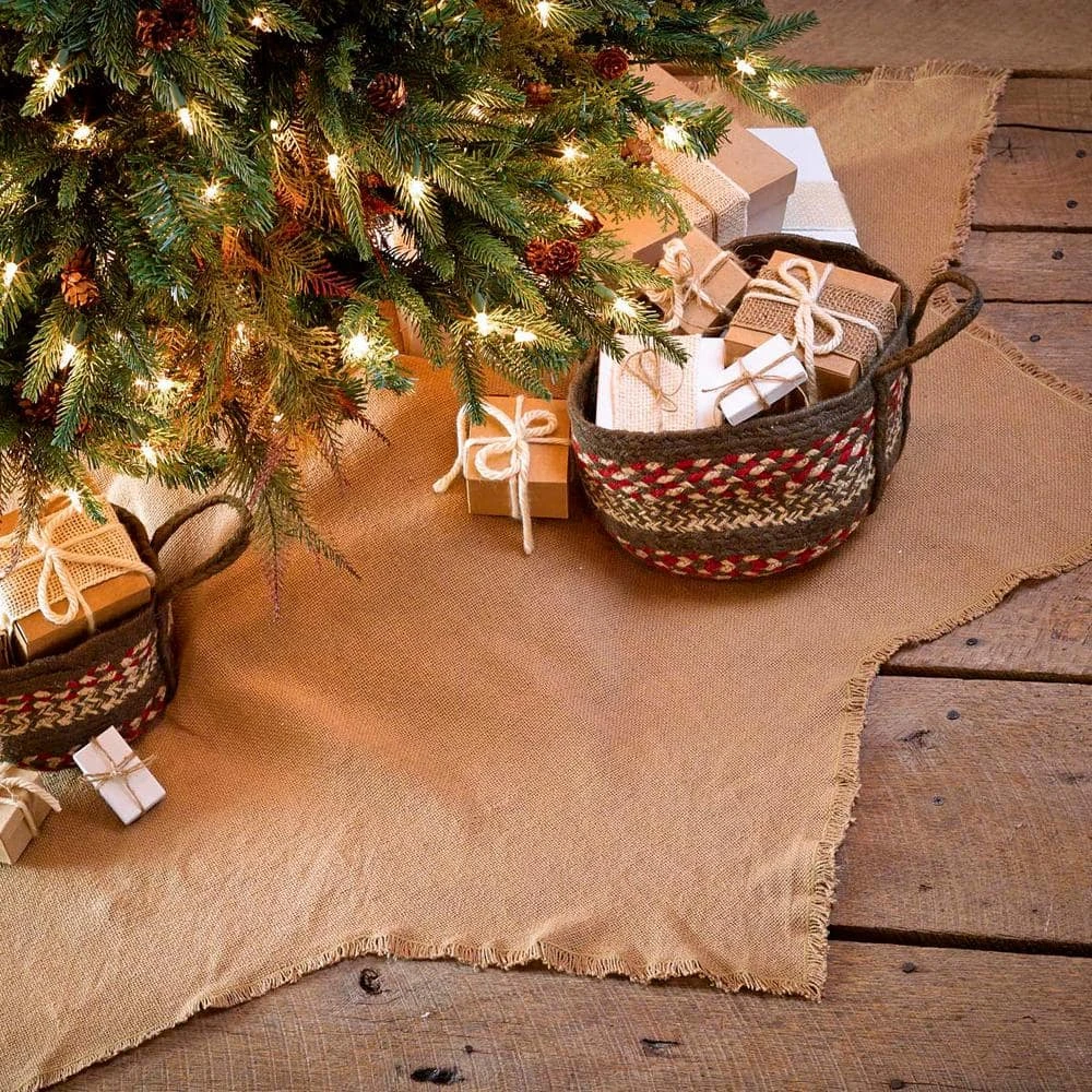 48 In. Burlap Natural Tan Farmhouse Christmas Decor Tree Skirt 8 48 In. Burlap Natural Tan Farmhouse Christmas Decor Tree Skirt - Image 8